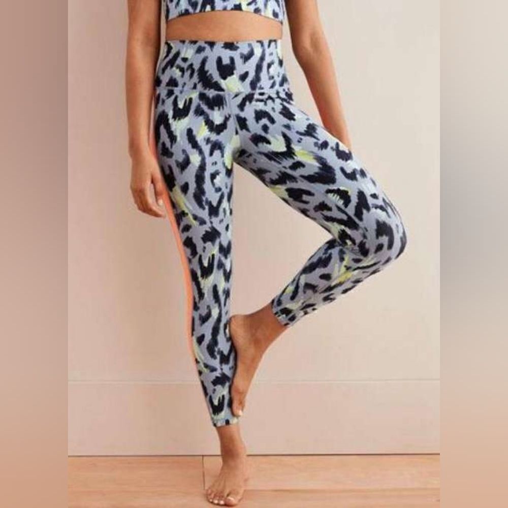 Aerie Chill Play Move Size Small High Rise 7/8 Length Blue Leopard Leggings